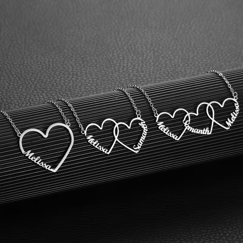 Making Custom Jewelry - Aangepaste in elkaar grijpende hartnaamketting gepersonaliseerde