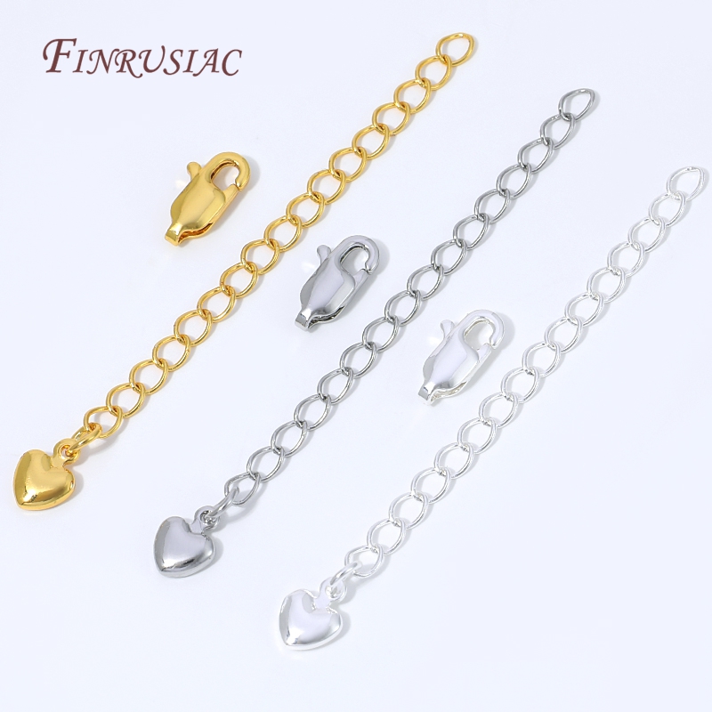 Lobster Clasp Silver - 18K goud verzilverde verlengketting met hartvormige
