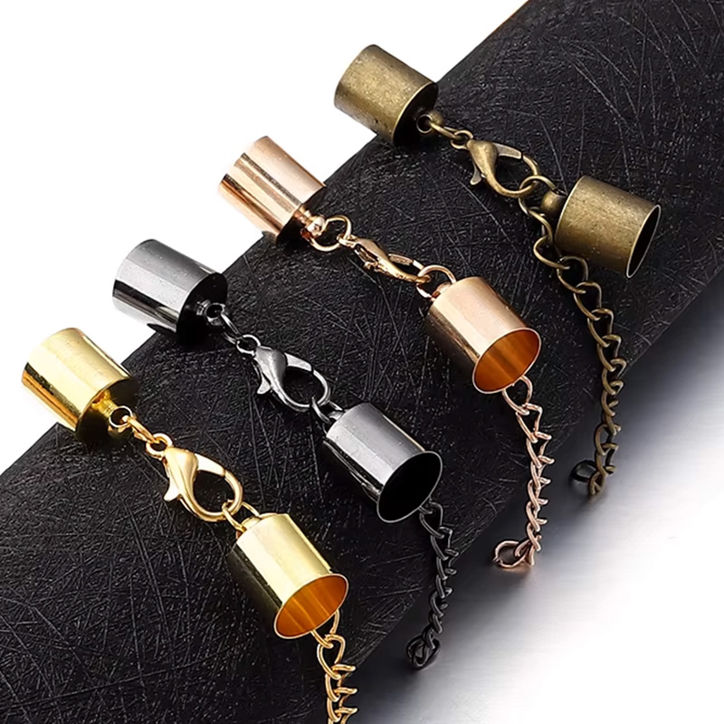 Jewelry Making Chain - 10Sets Lederen Koord Eindkappen Met Karabijn